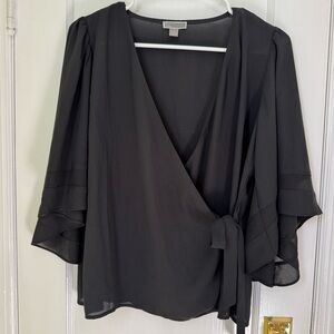 Chelsea28 Black Wrap Blouse